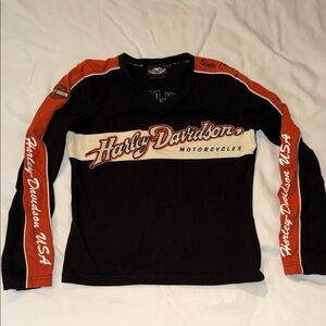 Harley-Davidson Black and Orange Racing Shirt vintage